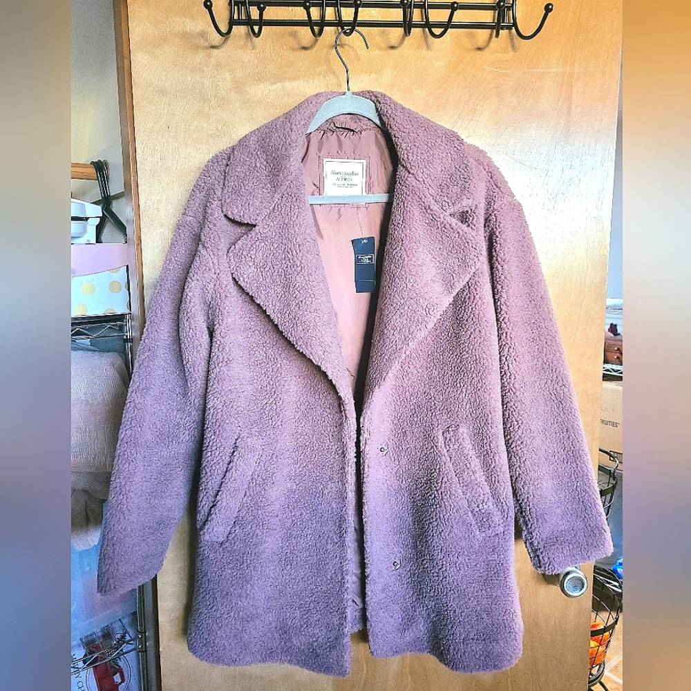 Abercrombie Mauve Teddy Coat